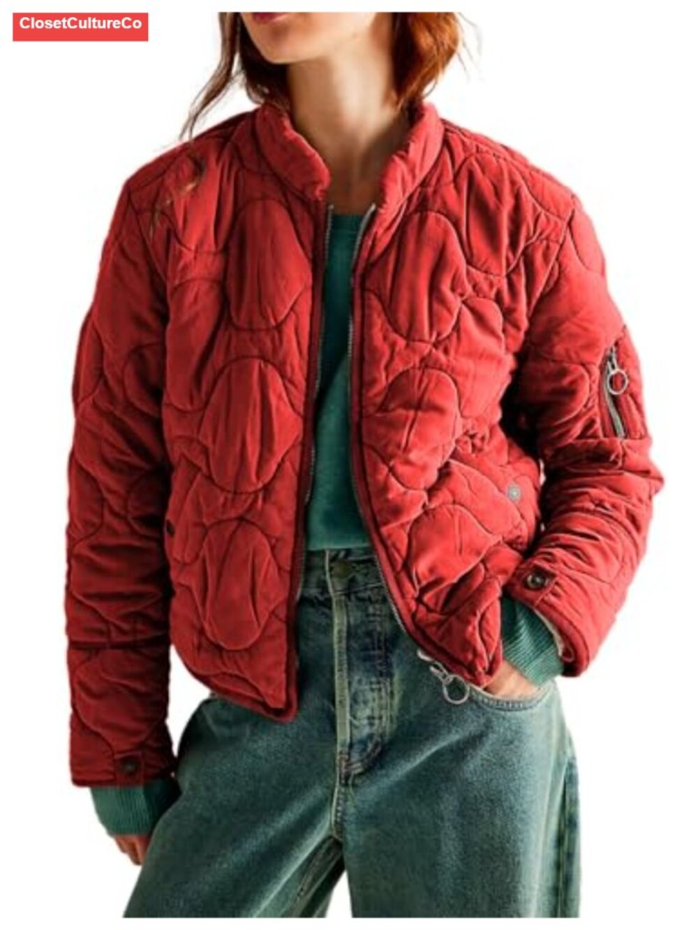 Quilted Lightweight Zip Up Jacket Warm Down Puffer Coat with Pockets